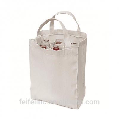 custom wholesale shopping canvas 6 bottle wine tote bag