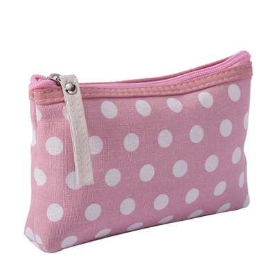 Hot sale dot printed cosmetic canvas bag with mini design for women makeup bag