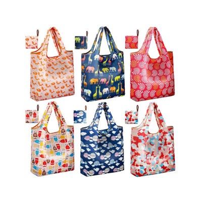 Promotional reusable tote folding bag portable shopping bag recycled polyester bags RPET shopping tote bag